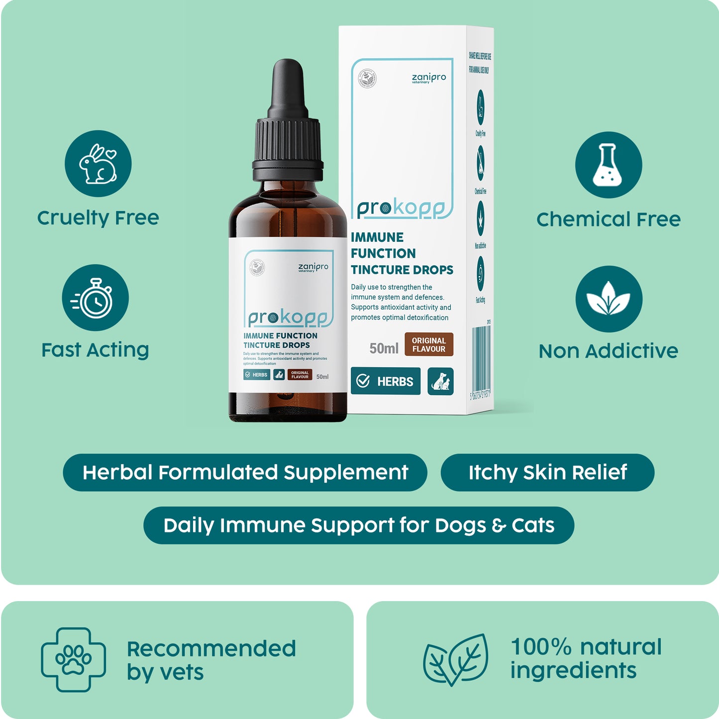 Immune Support Drops for Dogs & Cats – Slippery Elm Digestion & Detox (50ml)