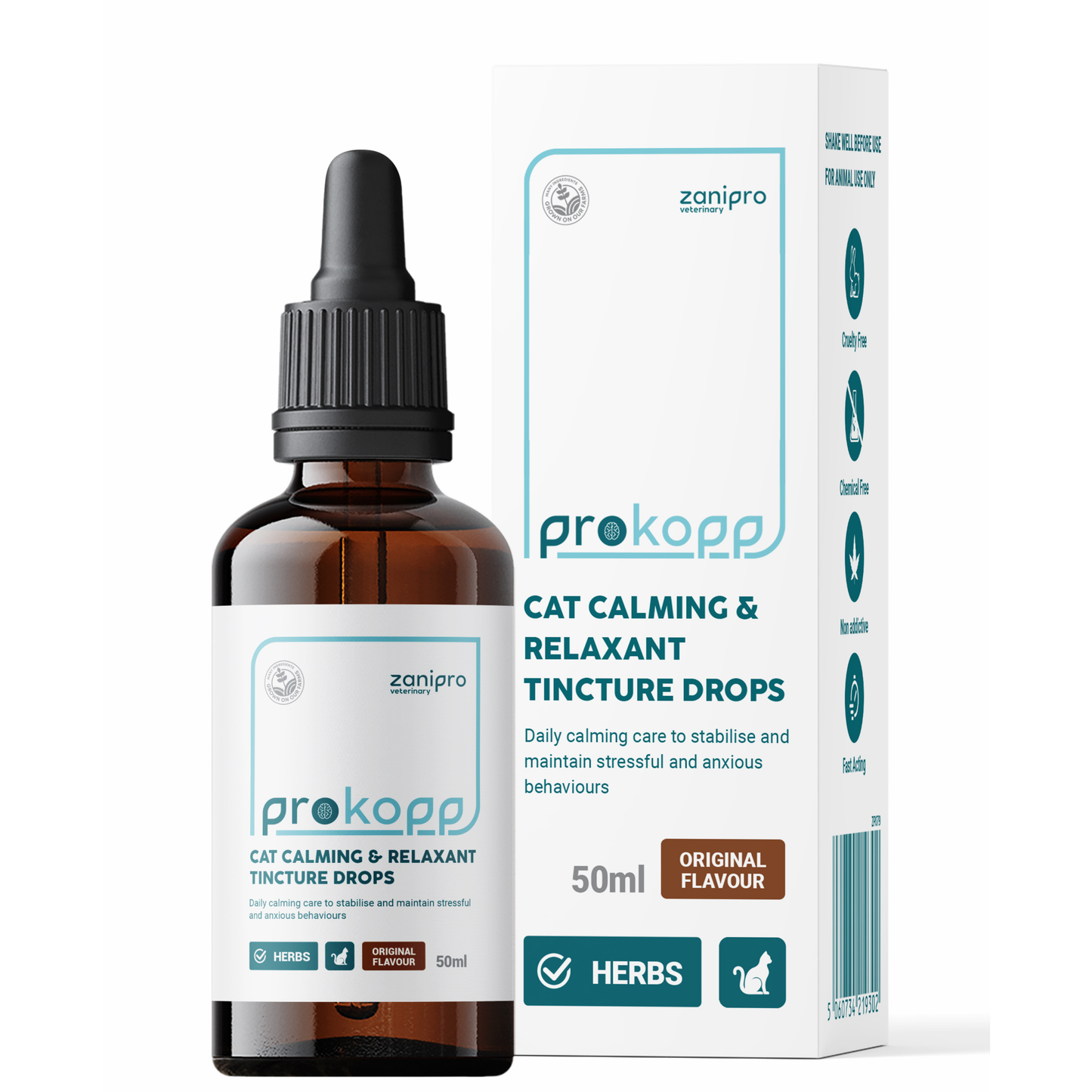 ProKopp Cat Calming Drops – 100% Herbal Anxiety & Stress Relief for Cats, Travel, Grooming & Fireworks | 50ml