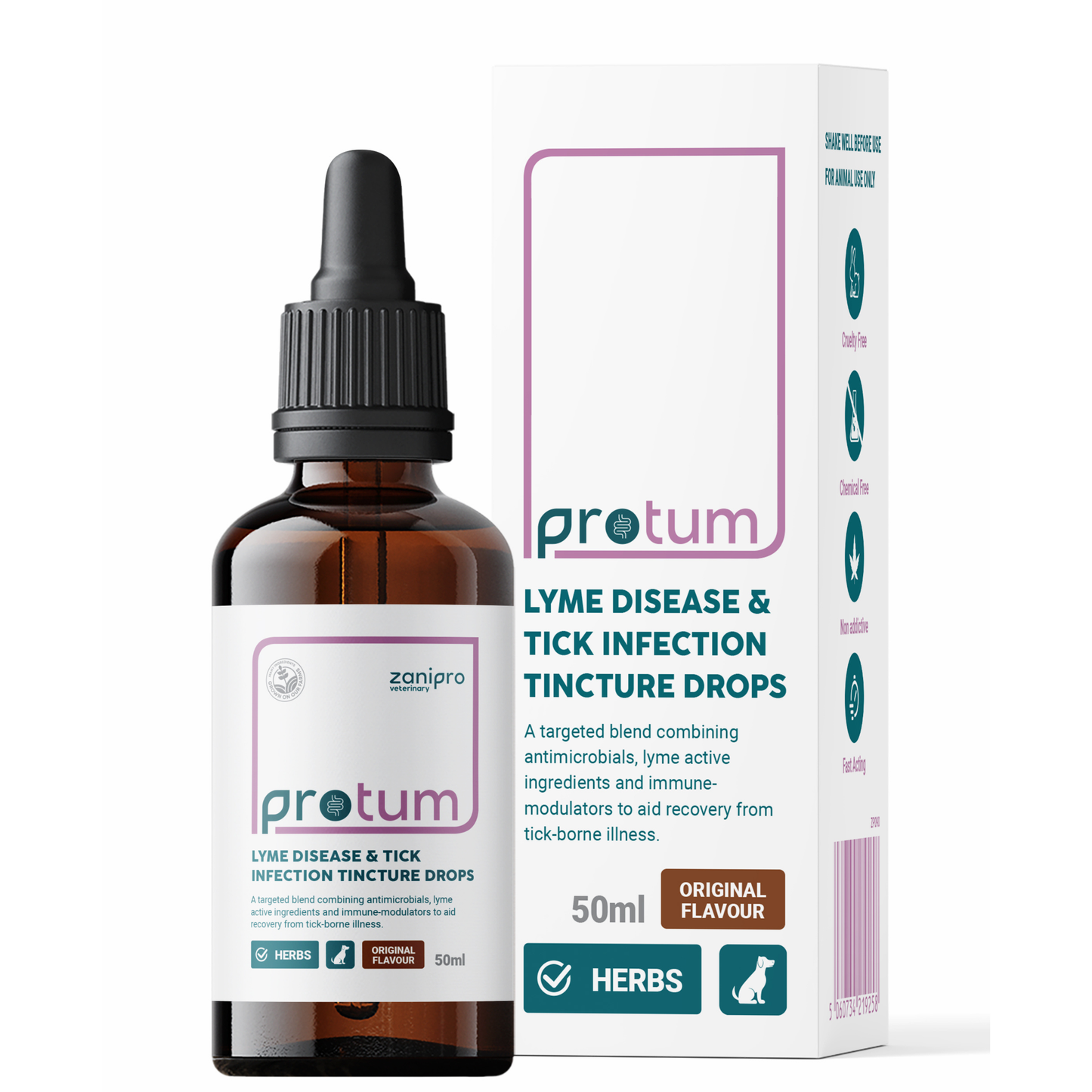 ProTum Expert Flea & Lyme Treatment for Dogs – Herbal Antimicrobial Cure for Lyme & Tick Symptoms, Intensive Root Cause Support | 50ml