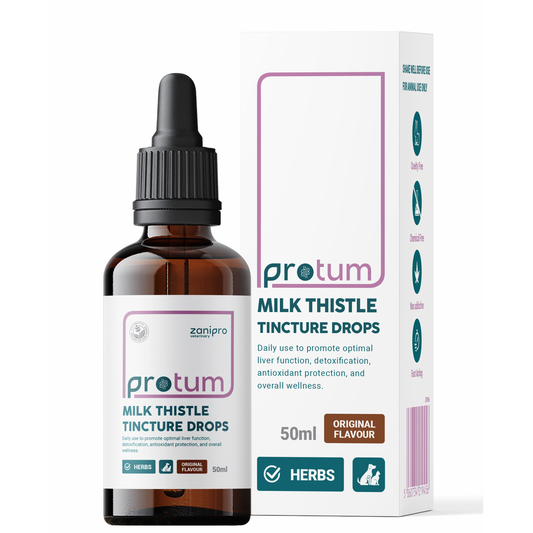 Protum Milk Thistle Tincture Drops bottle and packaging on a white background